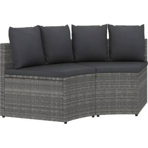 vidaXL Градински комплект с възглавници, 2 части, полиратан, сив (310468)