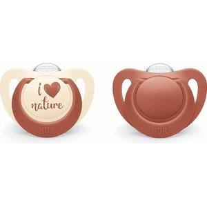 Nuk Силиконови залъгалки NUK for Nature - Червени, 0-6 m, 2 броя (10175294)