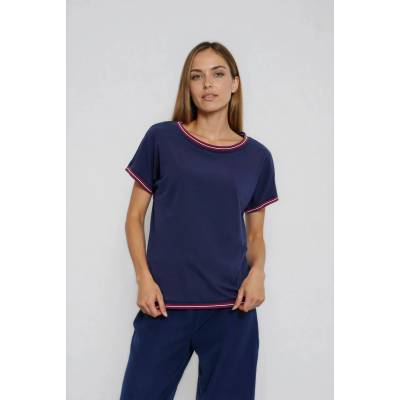 Moodo Тъмносиня блуза с декоративна окантовка Moodo Moodo | Bezhov | ЖЕНИ | 40