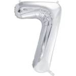 Party Deco Фолиев Балон Цифра, Сребро - 86см - 7 (fb1m-7-018)