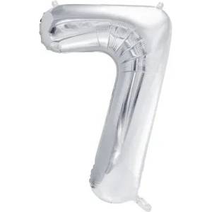 Party Deco Фолиев Балон Цифра, Сребро - 86см - 7 (fb1m-7-018)