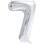 Party Deco Фолиев Балон Цифра, Сребро - 86см - 7 (fb1m-7-018)
