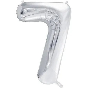 Party Deco Фолиев Балон Цифра, Сребро - 86см - 7 (fb1m-7-018)