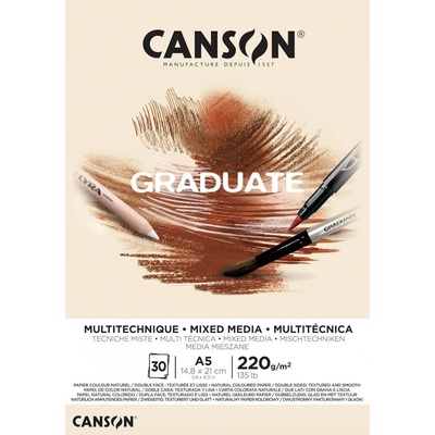 Canson Pad Graduate Mixed Media Skicár 30 A5 220 g Natural