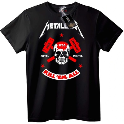 NOONEBRAND Тениска Metallica Избий Ги Всички Череп - 2XL, White
