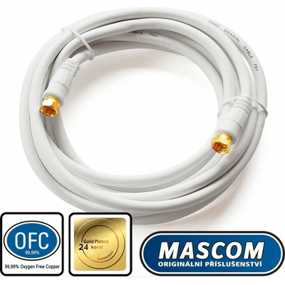 Mascom koaxiálny kábel 7676-030W, konektory F 3m