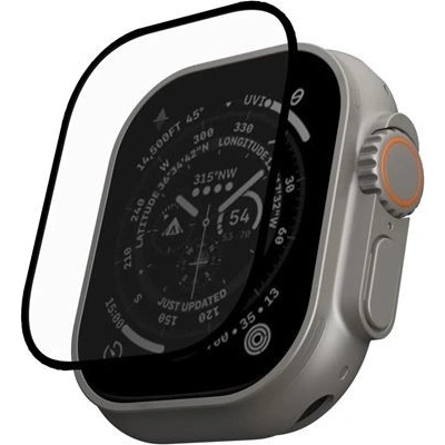 Urban Armor Gear Gear Glass Screen Shield Plus - най-висок клас стъклено защитно покритие за дисплея на Apple Watch Ultra 49мм (черен-прозрачен)