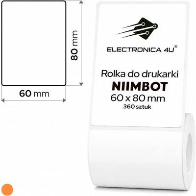 Bílé samolepicí etikety, termální samolepky pro Niimbot K3, 60x80 mm, 360 ks
