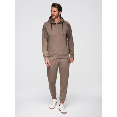 Ombre Clothing Мъжки спортен костюм суитшърт с качулка + панталони jogging - сиво-кафяво V3 Z115 Ombre Clothing Ombre Clothing | Siv | МЪЖЕ | S