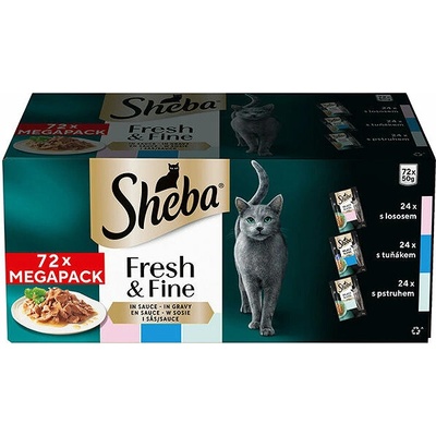 Sheba Fresh & Fine tuniakové lososové a pstruh 72 x 50 g