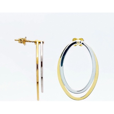 Šperk Holíč Oválne zlaté kombinované napichovacie náušnice ZN74