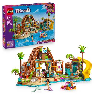 Friends Family Vacation at the Beach Resort - Toy with 6 mini-dolls, turtle and dolphin figures, ice cream parlor and accessories - Children's gift for girls aged 8 and up - 42673
