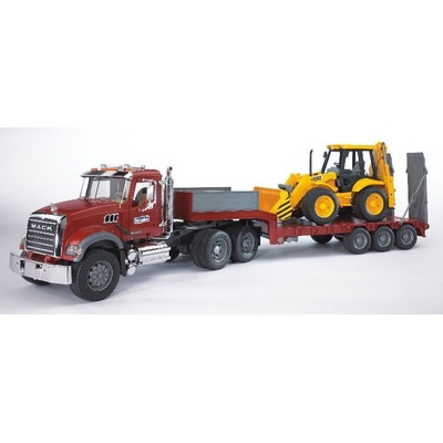 Bruder Nákladné auto MACK Granit náves s bagrom JCB