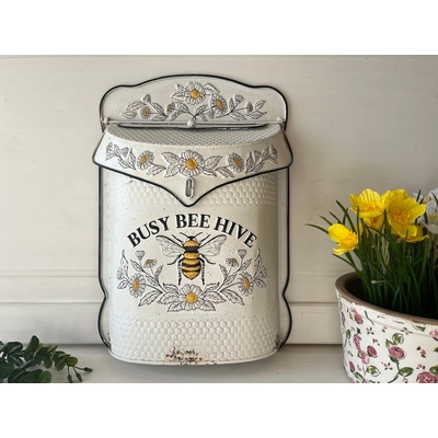 Clayre & Eef Krémová retro poštovní schránka s včelkou Bee Hive