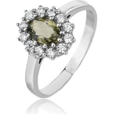 Jan Kos jewellery Stříbrný prsten s vltavínem 32108066
