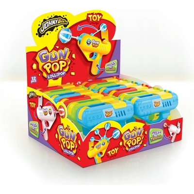 Johny Bee Gun POP Toy pistole s lízátkem uvnitř 12 x 10 g