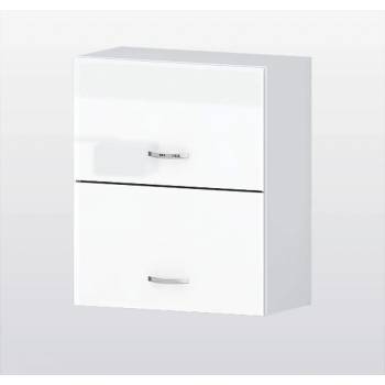 Голд - Аполо Горен кухненски шкаф с 2 клапващи врати Алис g32 60 см бял гланц