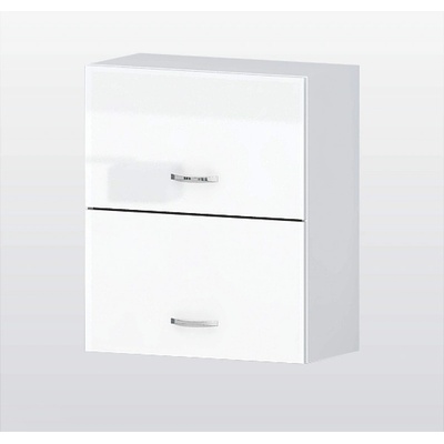 Голд - Аполо Горен кухненски шкаф с 2 клапващи врати Алис g32 60 см бял гланц