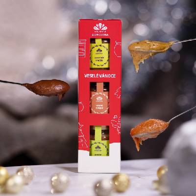 Včelařství Domovina Mikulášská nadílka dárkové balení 3x75 g ochucené medy Design: Vánoce