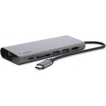 Belkin USB-C Multimedia Hub - мултифункционален хъб за свързване на допълнителна периферия за компютри с USB-C (тъмносив)