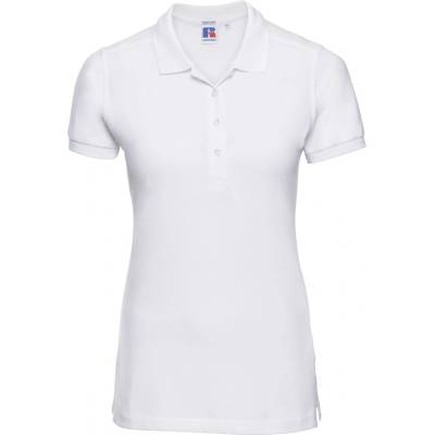 Russell Athletic 566f / Дамска еластична поло тениска с къс ръкав - бяла l (10566f00103)