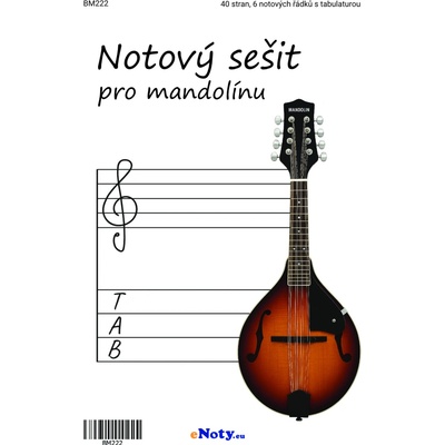 Notový sešit pro mandolínu A4 40 stran, 6 notových řádků s tabulaturou