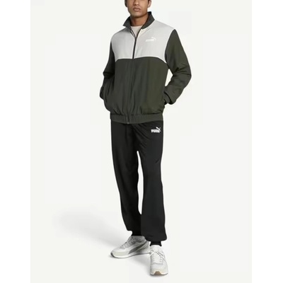 PUMA Woven Colorblock Tracksuit Darrk Olive