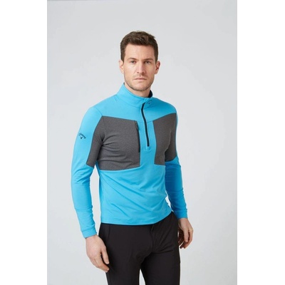 Callaway Mens Aquapel 1/2 Zip Mixed Media Pullover Malibu blue/caviar