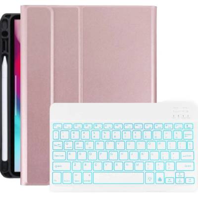 AppleKing puzdro s podsvietenou klávesnicou a priestorom na Apple Pencil pre iPad Air 4 (2020) / Air 5 (2022) / Pro 11" (2018-2022) - Ružové