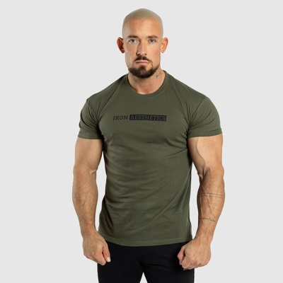 Iron Aesthetics Pánske fitness tričko Gym vojenské zelené