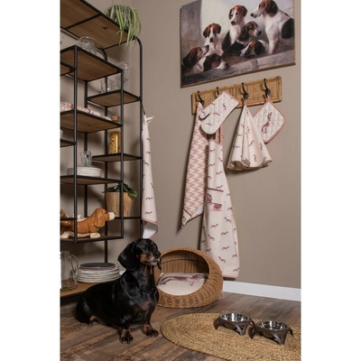 Clayre & Eef Bavlnená zástěra s jazvečíkem Dachshund Love