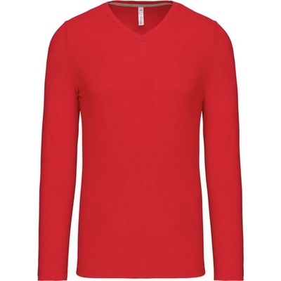 Kariban v-neck k358 / Мъжка тениска с дълъг ръкав - червена m (20k35800402)