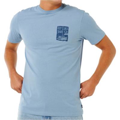 Rip Curl Мъжка тениска Rip Curl Keep On Trucking S/S Tee T-shirt - Faded Denim - размер XXL (216-7703-0216)