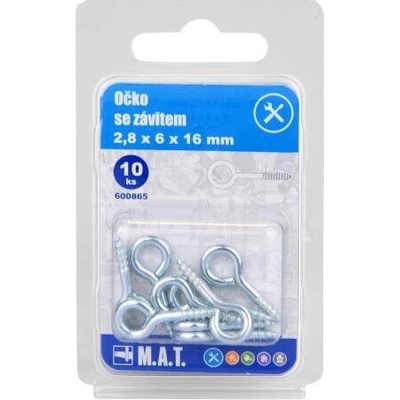 M.A.T. GROUP Zatvorené očko so závitom 16 × 6 × 2,8 mm, zinok (10 ks)