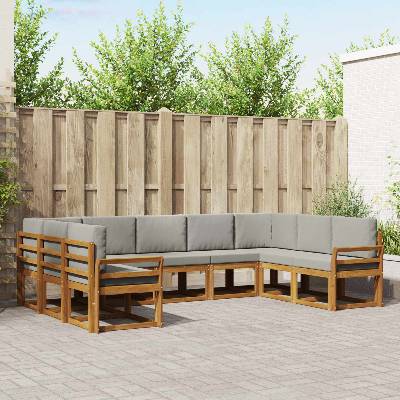 vidaXL Комплект дивани за открито 9 pcs Естествено и светло сиво (3366984)