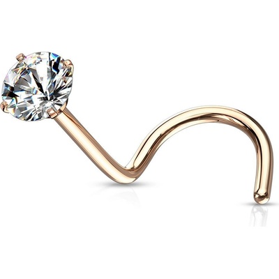 Šperky4U zlacený zahnutý piercing do nosu čirý zirkon N0136RD-020
