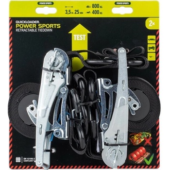 Quickloader Sťahovací/Motosport Samonavíjací jednodielny račňový popruh 800 kg 3,5 m x 25 mm 2-PACK