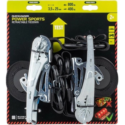 Quickloader Sťahovací/Motosport Samonavíjací jednodielny račňový popruh 800 kg 3,5 m x 25 mm 2-PACK