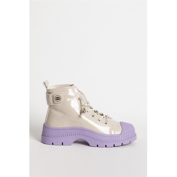Jacket Club Guja Дамски лачени боти 348 - Светлобежови с Лилав #361597 (361597_Бежов)