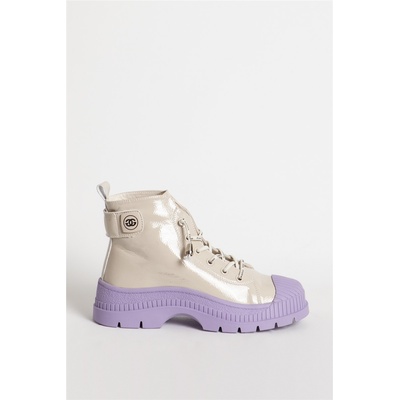 Jacket Club Guja Дамски лачени боти 348 - Светлобежови с Лилав #361597 (361597_Бежов)