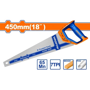 WADFOW Ръчен трион wadfow 450 мм, 7 tpi - Закалено острие за дърво и пластмаса (wf whw1118)
