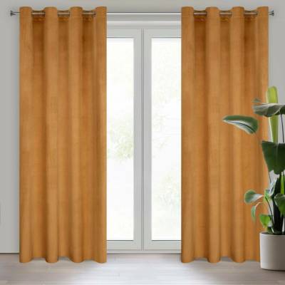 Design 91 ZATEMŇOVACÍ ZÁVĚS NA KROUŽCÍCH ROSA 140X250 CM MEDOVÁ