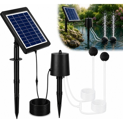 Fapiere Solárny prevzdušňovač jazierka 4 W – s batériou 2200 mAh, 3 režimy prevádzky