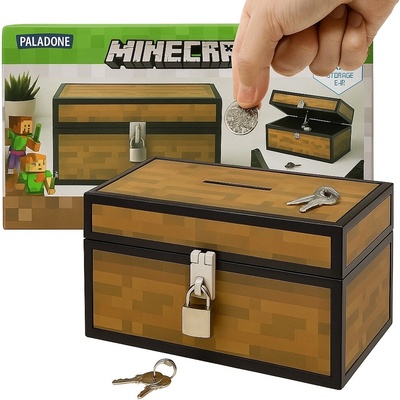 POKLADNIČKA MINECRAFT TRUHLA CHEST MONEY BOX 12CM UZAMYKATELNÁ VISACÍM ZÁMKEM – Zboží Mobilmania