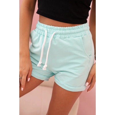 Kesi dámské bavlněné kraťasy s gumou a zavazováním v pase Luba tyrkysová