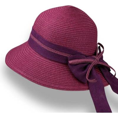 Krumlovanka dámský nemačkavý slaměný klobouk P-23115 burgundy