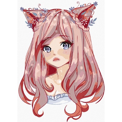 Malování podle čísel ANIME DÍVKA S RŮŽOVÝMI VLASY