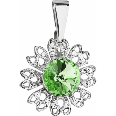 Evolution Group Trblietavý prívesok so zeleným kryštálom Swarovski Kvetina 54032.3 peridot