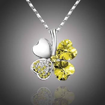 Sisi Jewelry Swarovski Elements čtyřlístek pro štěstí žlutý Žlutá NH1073