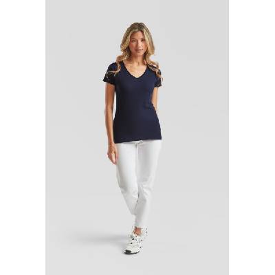 Fruit of the Loom Дамска тениска с V-образно деколте FRUIT OF THE LOOM LADY-FIT VALUEWEIGHT - тъмносиня M (161398a3602)